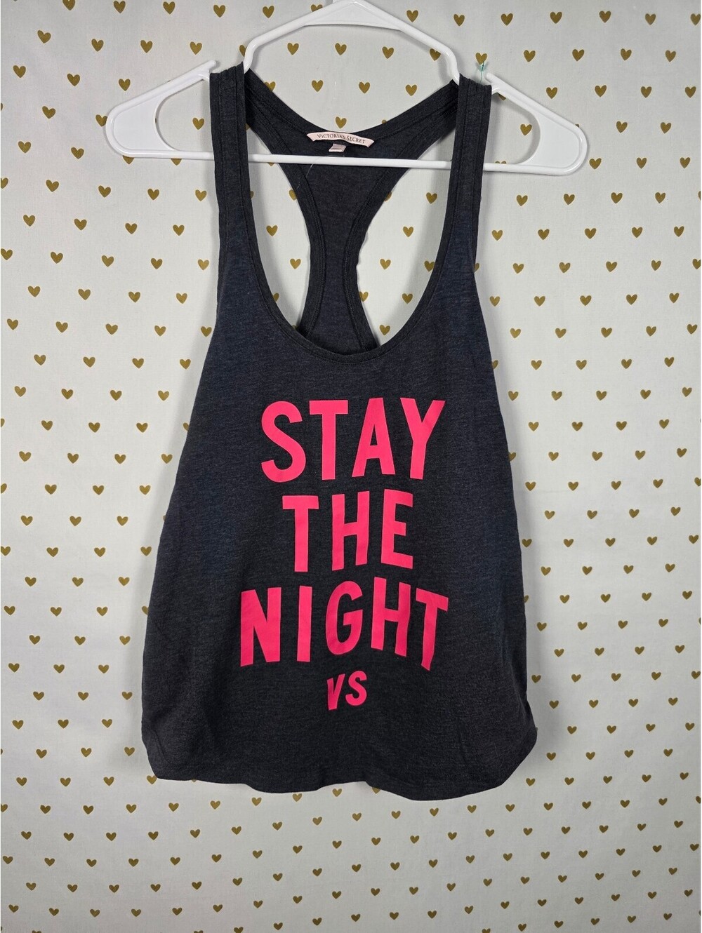 Victorias Secret PINK Neon Stay the night Tank Top Angel Wings MEDIUM